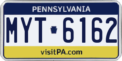 PA license plate MYT6162