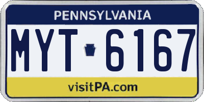 PA license plate MYT6167