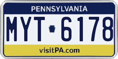 PA license plate MYT6178