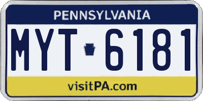 PA license plate MYT6181