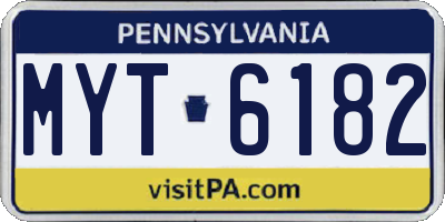 PA license plate MYT6182