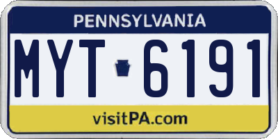 PA license plate MYT6191