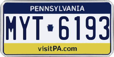 PA license plate MYT6193