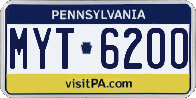 PA license plate MYT6200