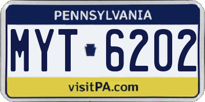 PA license plate MYT6202
