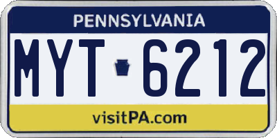 PA license plate MYT6212