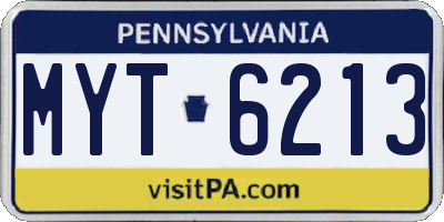 PA license plate MYT6213