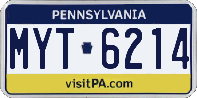 PA license plate MYT6214
