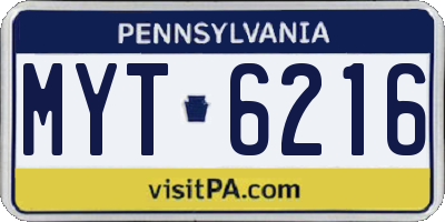 PA license plate MYT6216