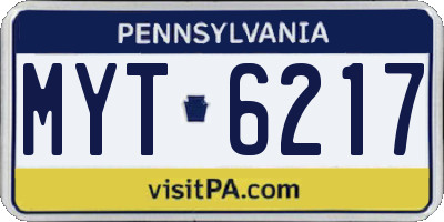 PA license plate MYT6217