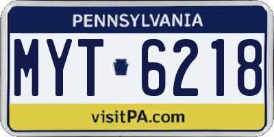 PA license plate MYT6218