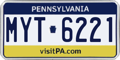 PA license plate MYT6221