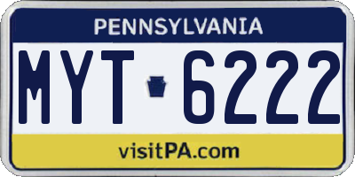 PA license plate MYT6222