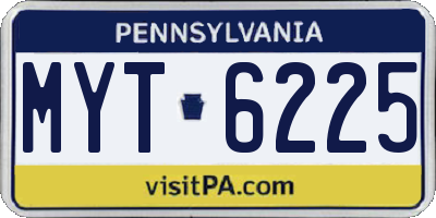 PA license plate MYT6225