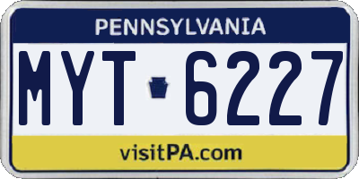 PA license plate MYT6227