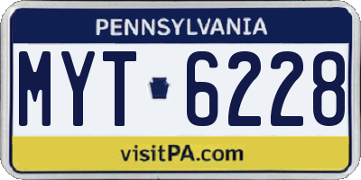 PA license plate MYT6228