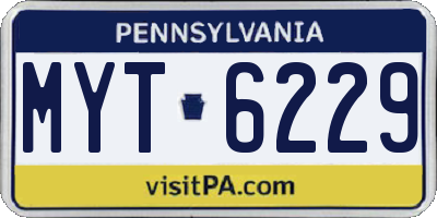 PA license plate MYT6229