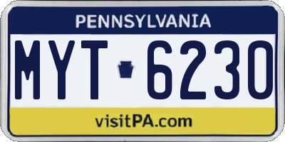 PA license plate MYT6230
