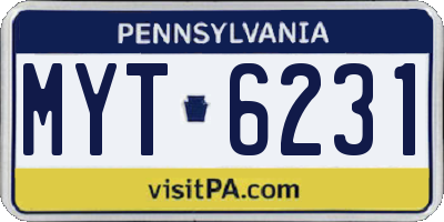 PA license plate MYT6231