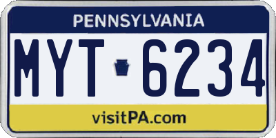 PA license plate MYT6234