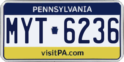 PA license plate MYT6236
