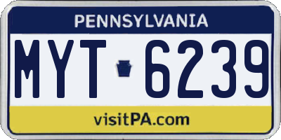 PA license plate MYT6239