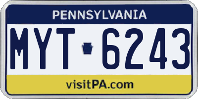 PA license plate MYT6243