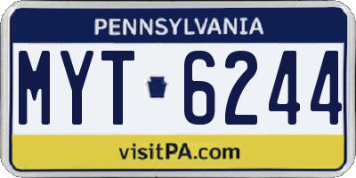 PA license plate MYT6244