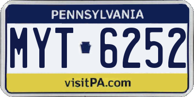 PA license plate MYT6252