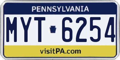 PA license plate MYT6254