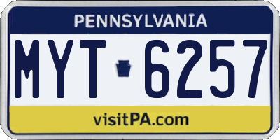 PA license plate MYT6257
