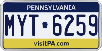 PA license plate MYT6259