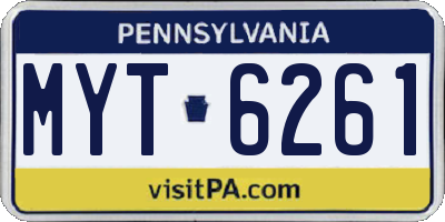 PA license plate MYT6261