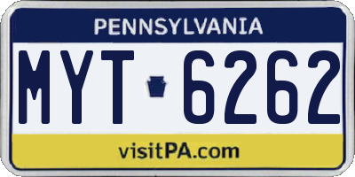 PA license plate MYT6262
