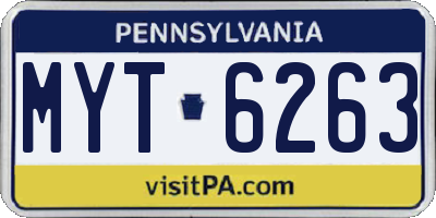 PA license plate MYT6263