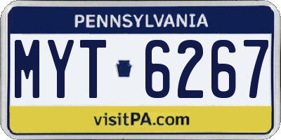 PA license plate MYT6267