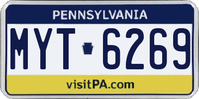 PA license plate MYT6269