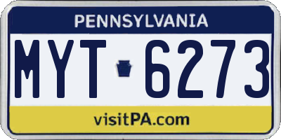 PA license plate MYT6273