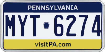 PA license plate MYT6274