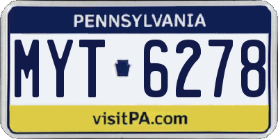 PA license plate MYT6278