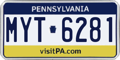 PA license plate MYT6281
