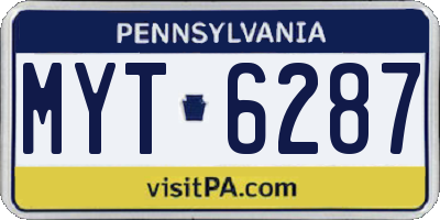 PA license plate MYT6287