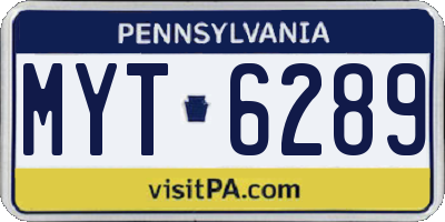 PA license plate MYT6289