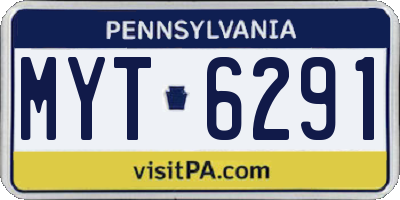 PA license plate MYT6291
