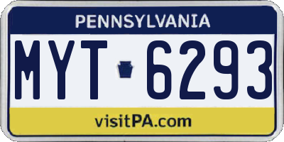 PA license plate MYT6293
