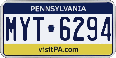 PA license plate MYT6294