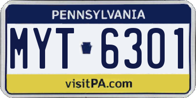 PA license plate MYT6301