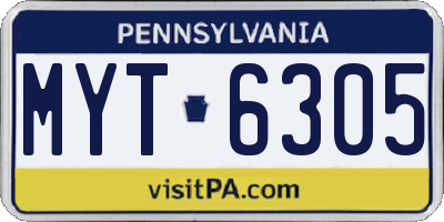 PA license plate MYT6305