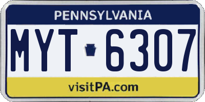 PA license plate MYT6307