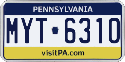 PA license plate MYT6310